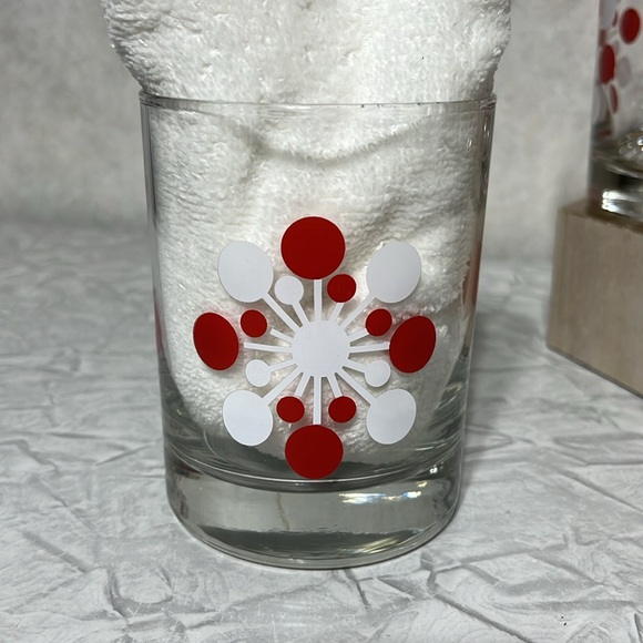 Set of 4 Crate&Barrel Atomic snowflake double old fashion glasses - Picture 4 of 8